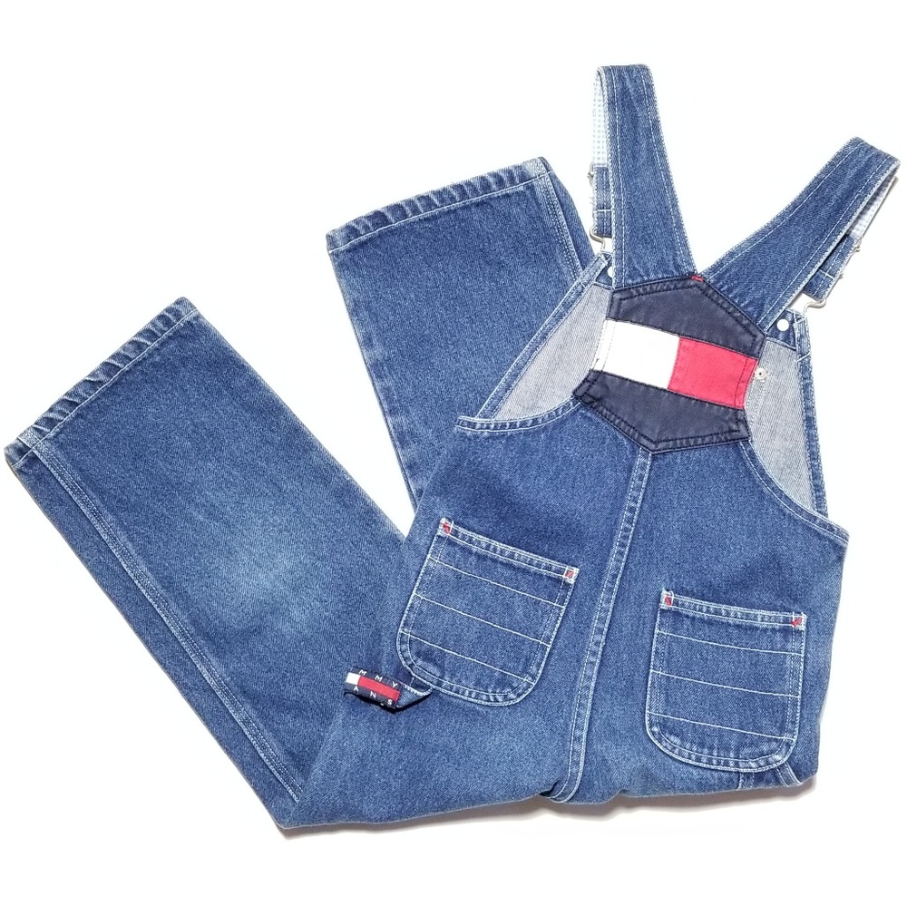 Vtg Tommy Hilfiger Bib Denim Jean Long Overalls